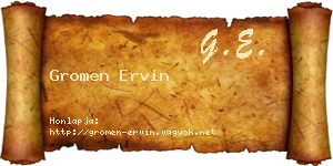 Gromen Ervin névjegykártya